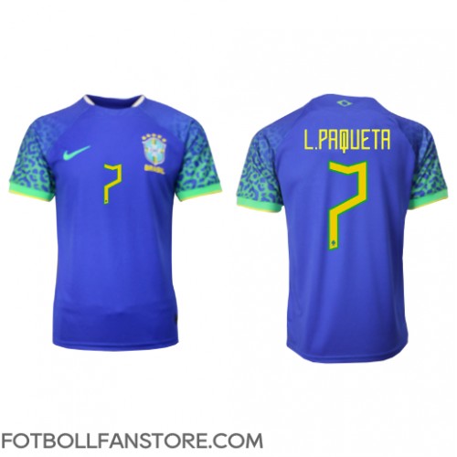 Brasilien Lucas Paqueta #7 Borta matchtröja VM 2022 Kortärmad Billigt
